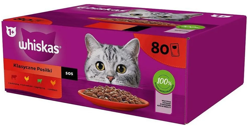 WHISKAS Classic Meals in sauce Poultry, Lamb, Beef, Chicken - wet cat food - 80x85g