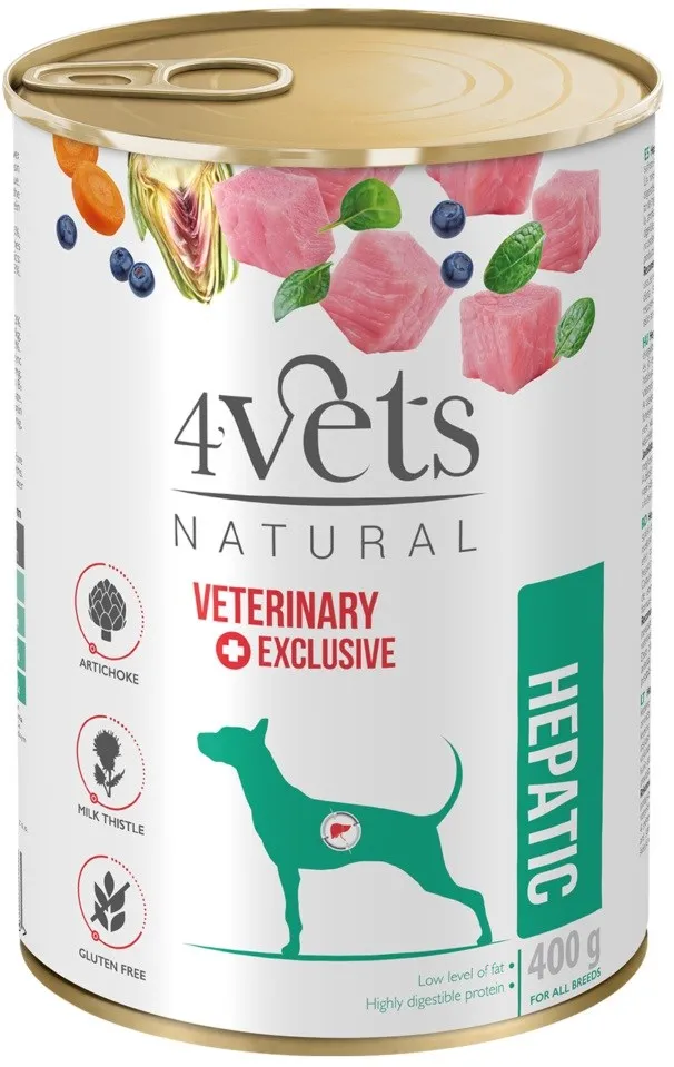 4VETS Natural Hepatic Dog  - wet dog food -  400 g