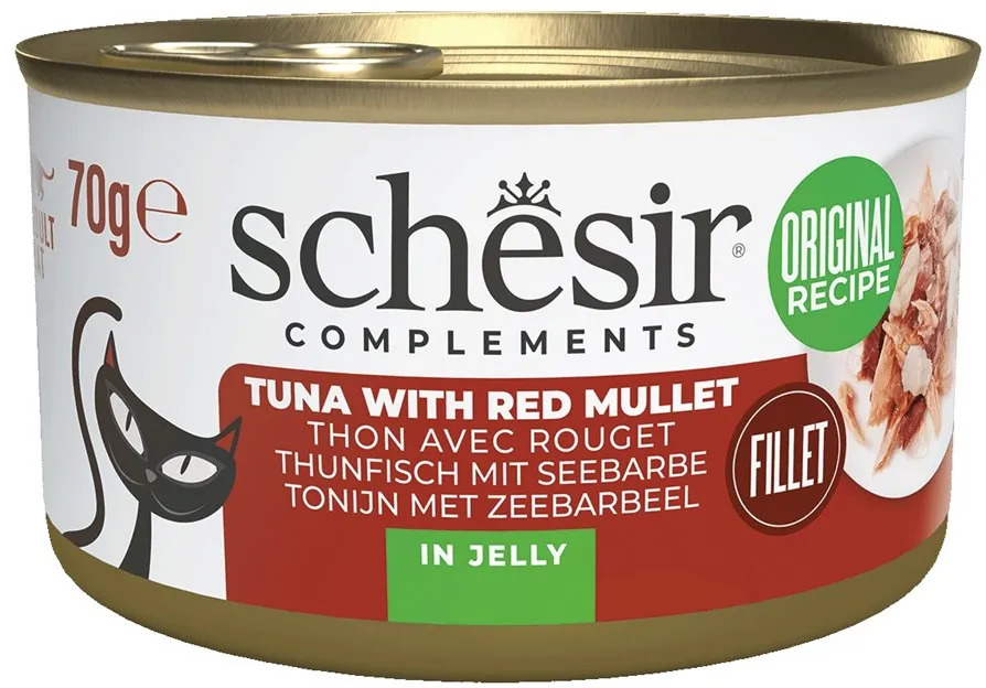 Hrana umeda complementara pentru pisici Schesir Complements ton cu barbun in aspic 70 g