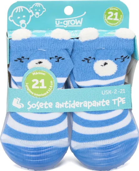 Sosete antiderapante pentru copii U-Grow USK-2-21 albastru marimea 21