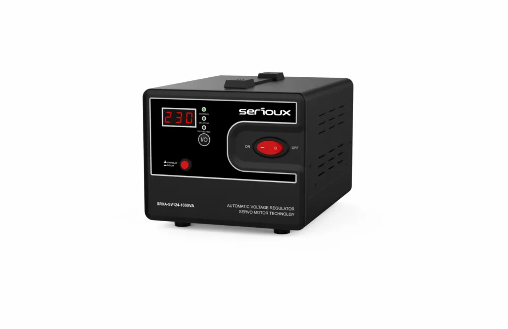 Stabilizator de tensiune cu servomotor SRXA-SV124-1000VA, 1000VA, IP20, protectie tensiune scazuta, supratensiune, scurtcircuit,supraincalzire