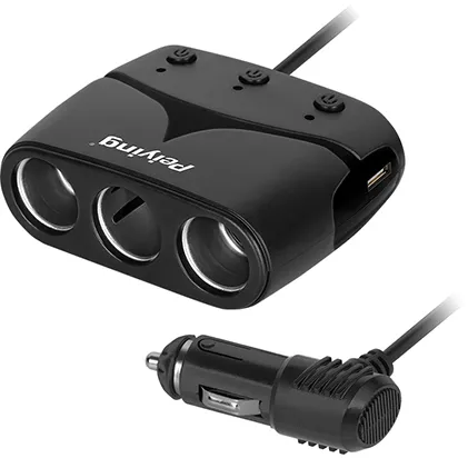 SPLITTER BRICHETA AUTO X3 CU USB SI CABLU PEIYING