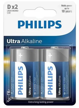 BATERIE ULTRA ALKALINE LR20 D BLISTER 2 BUC PHILIPS