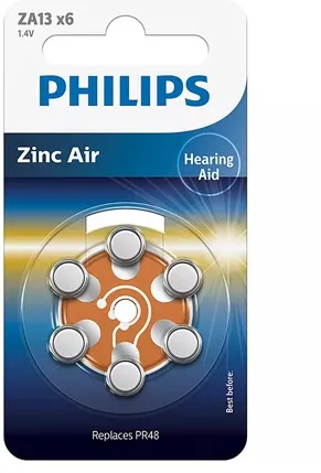 BATERIE AUDITIVA ZINC AIR BLISTER 6 BUC PHILIPS