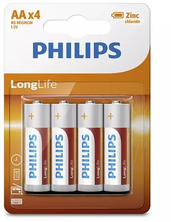 BATERIE LONGLIFE R6 AA BLISTER 4 BUC PHILIPS