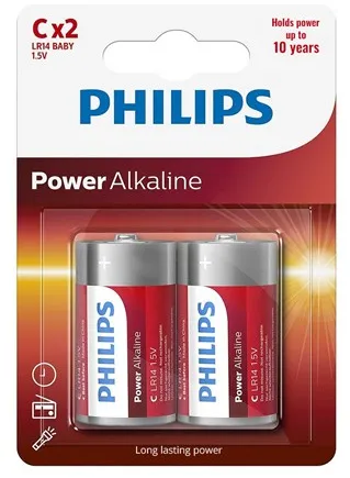 BATERIE POWER ALKALINE LR14 C BLISTER 2 BUC PHILIPS