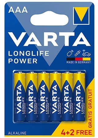 BATERIE ALCALINA LONGLIFE POWER LR03 BLISTER 6BUC VARTA