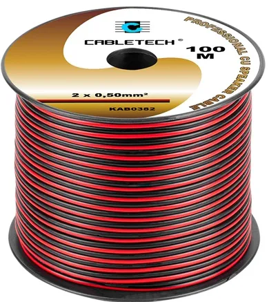CABLU DIFUZOR CUPRU 2X0.50MM ROSU/NEGRU 100M