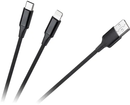 CABLU USB A - USB C/LIGHTNING (2+1) 1M