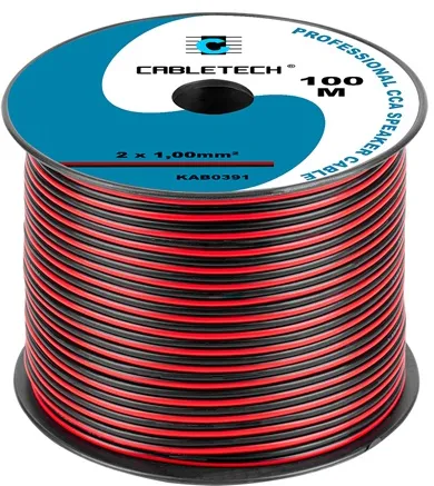CABLU DIFUZOR CCA 2X1.00MM ROSU/NEGRU 100M