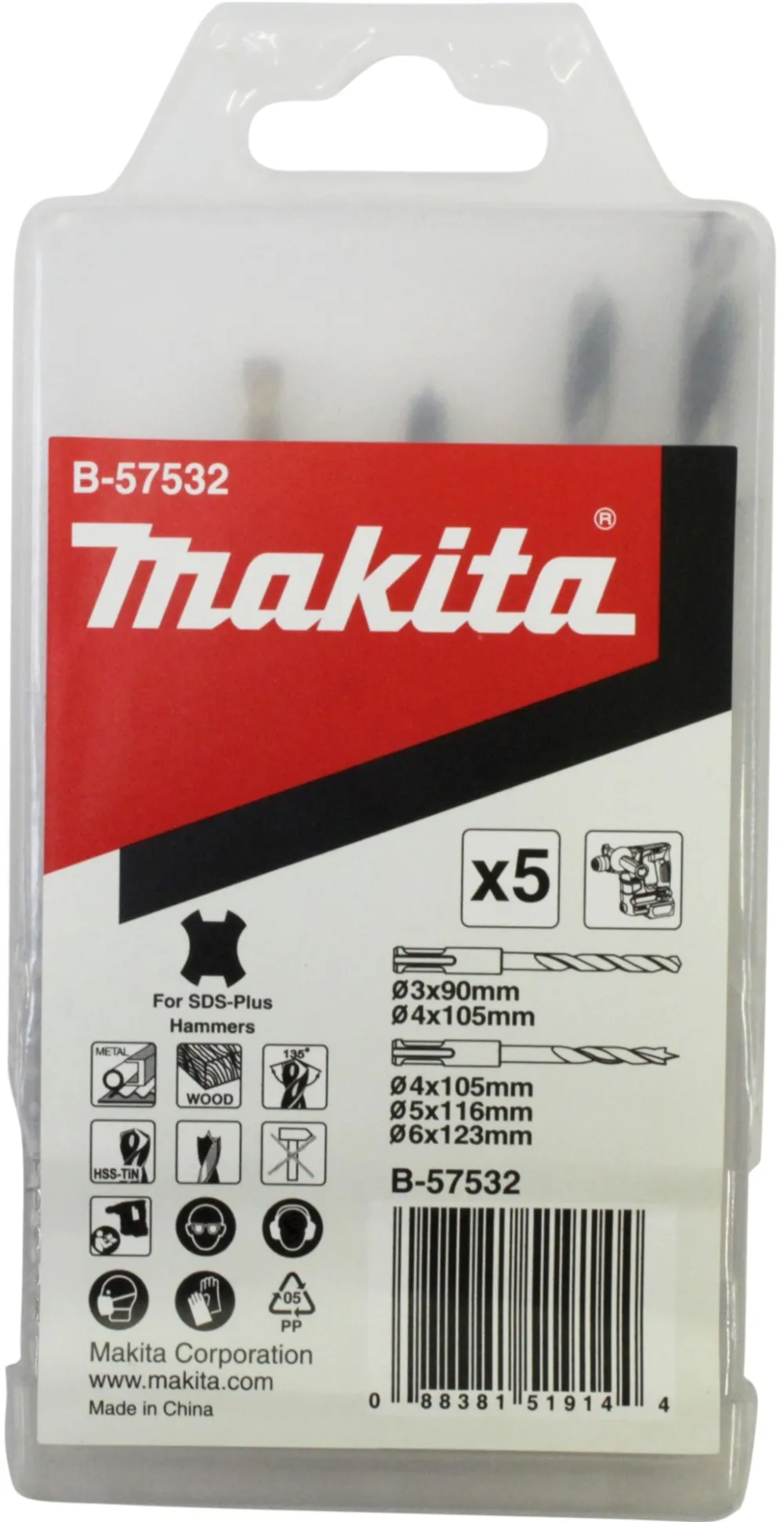 Makita drill set wood / metal 5tlgSDS + - B-57532