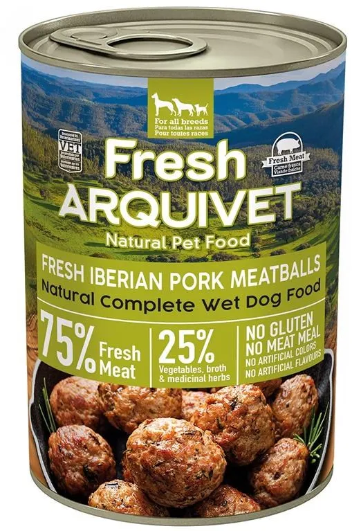ARQUIVET Fresh Iberian Pork Meatballs - wet dog food - 400g