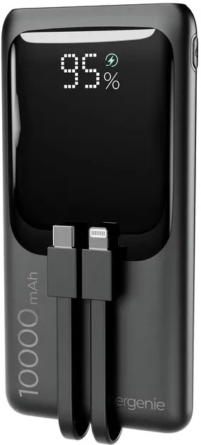 Gembird PB10-PD20-LCD-01 Fast charging power bank with integrated cables, 20W, 10000 mAh, black