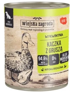 WIEJSKA ZAGRODA Duck with pear - wet dog food - 800g