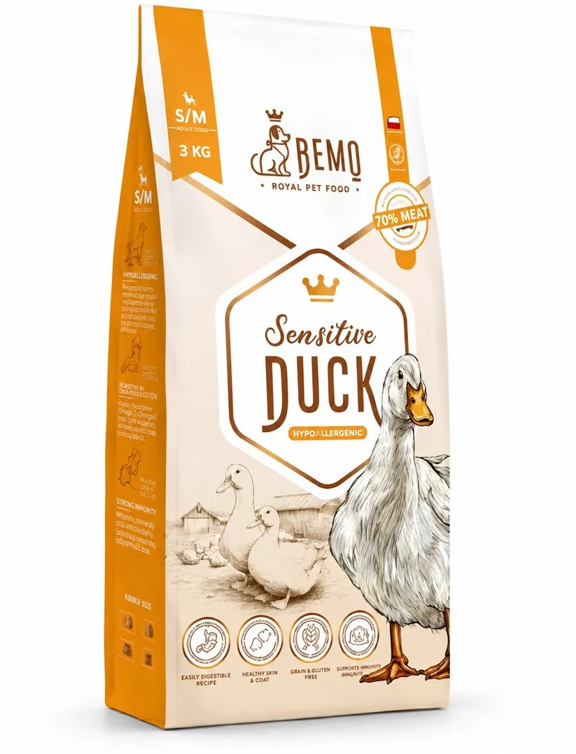 BEMO Sensitive Duck Small/Medium Mono - dry dog food - 3kg
