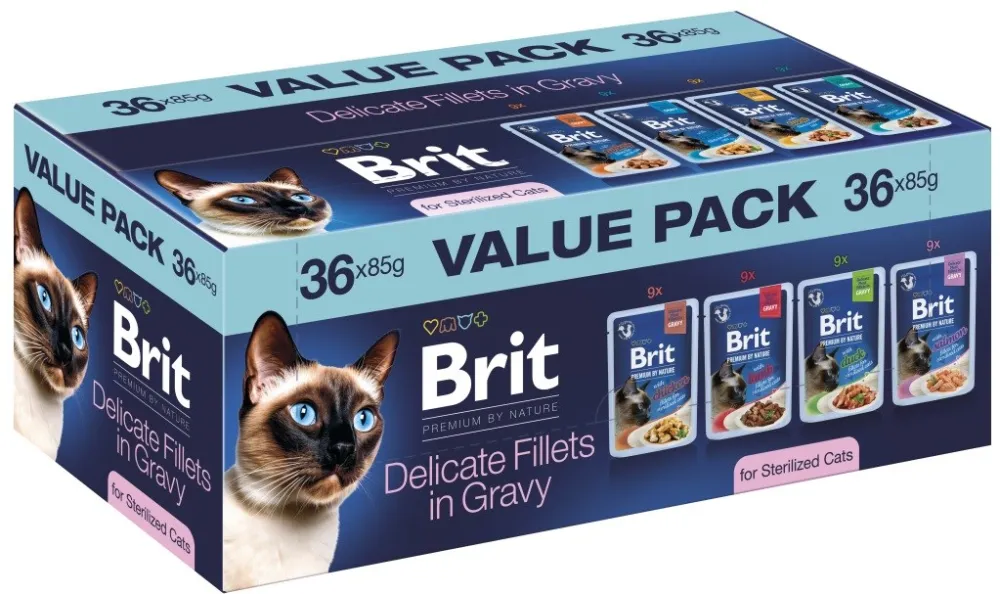 BRIT Premium by Nature Delicate fillets in gravy Sterilised Box - wet cat food - 36x85g