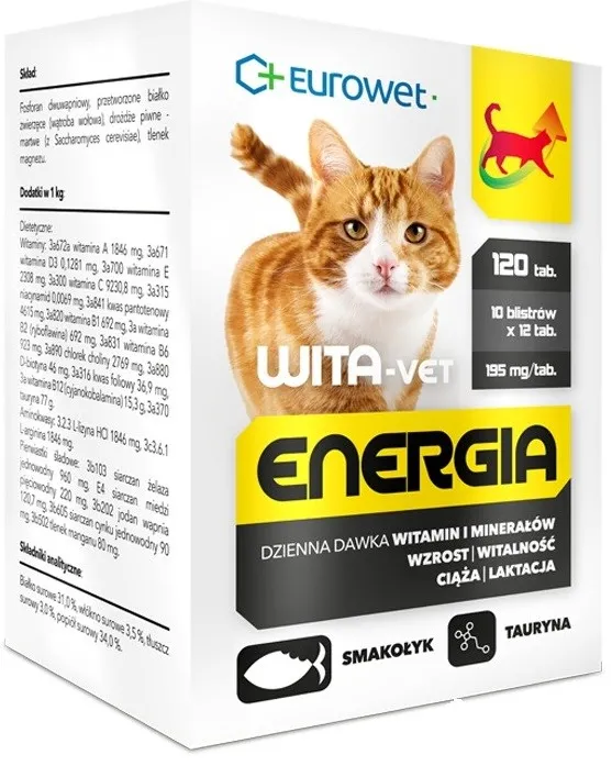 EUROWET Wita-Vet Energia - supplements for cats - 120 tablets