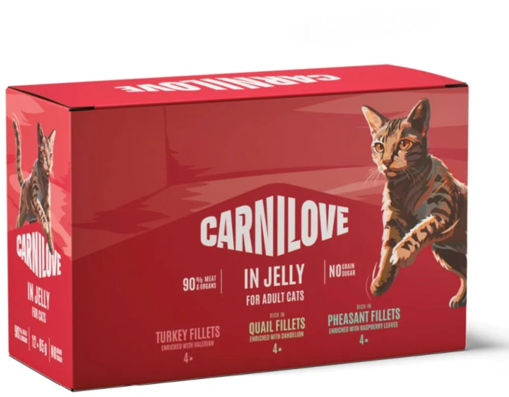 CARNILOVE Cat Pouch Jelly Box - wet cat food - 12x85g