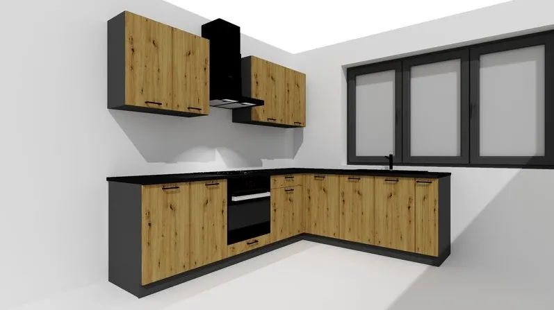Cosmo Design ANIKA kitchen furniture set, artisan oak/graphite 2.0/2.6