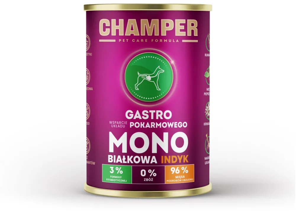 CHAMPER Gastro Mono Turkey - wet dog food - 400g
