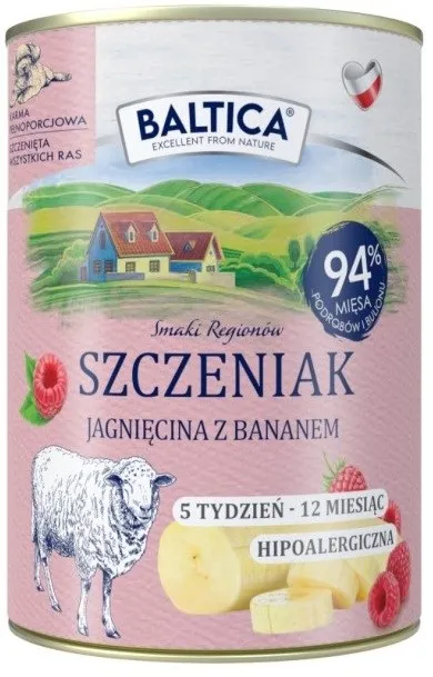 BALTICA Smaki regionów Puppy Lamb with banana - wet dog food - 400g
