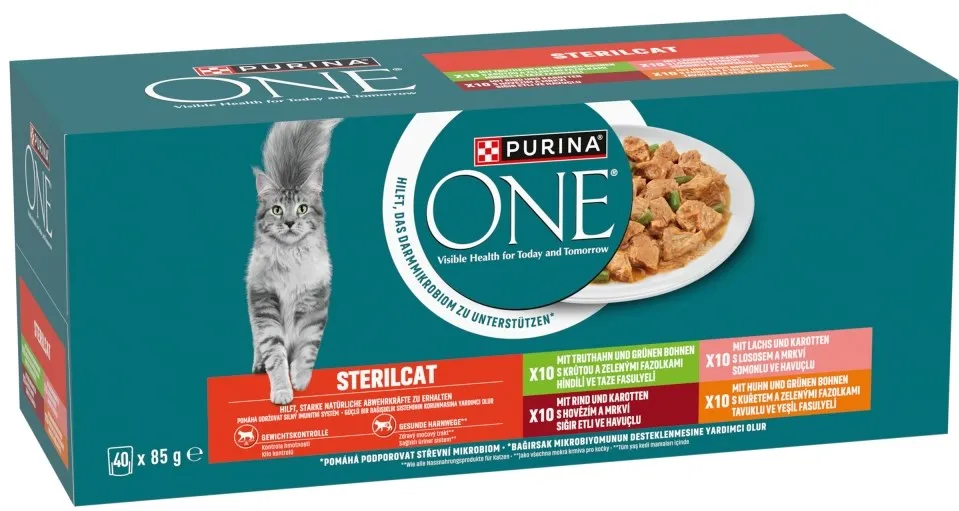 PURINA One Sterilcat Beef, salmon, chicken, turkey - wet cat food - 40x85g