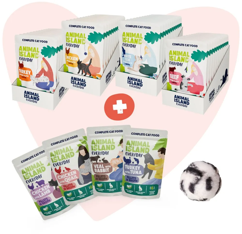 ANIMAL ISLAND Love Box Fillets in Broth Box + Toy - wet cat food - 48x85g
