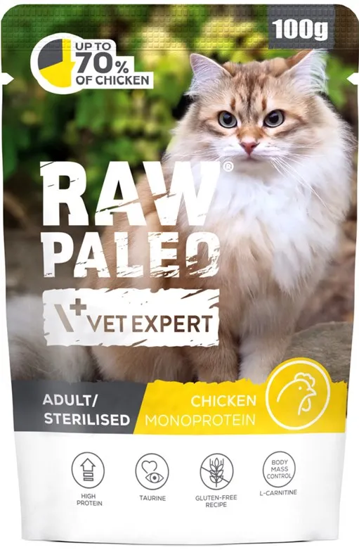 VETEXPERT Raw Paleo Adult Sterilised Chicken - wet cat food - 100g