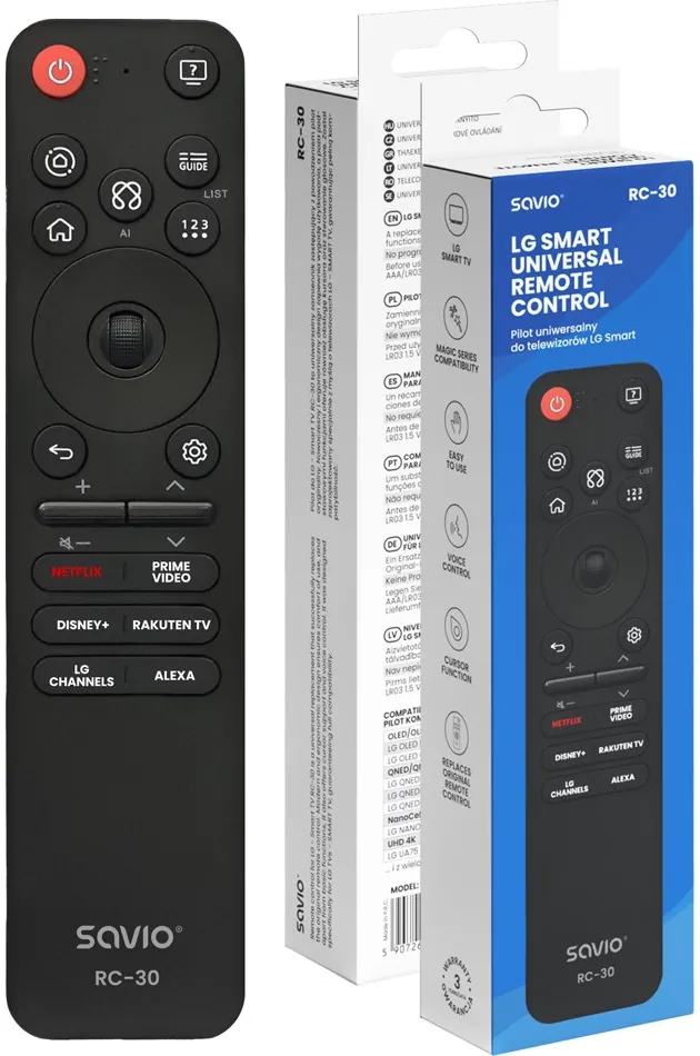 Savio RC-30 remote control IR/Bluetooth Press buttons