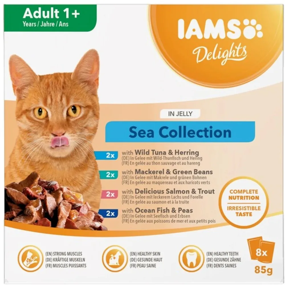 IAMS DELIGHTS Adult Sea in Jelly box – wet cat food – 8x85g