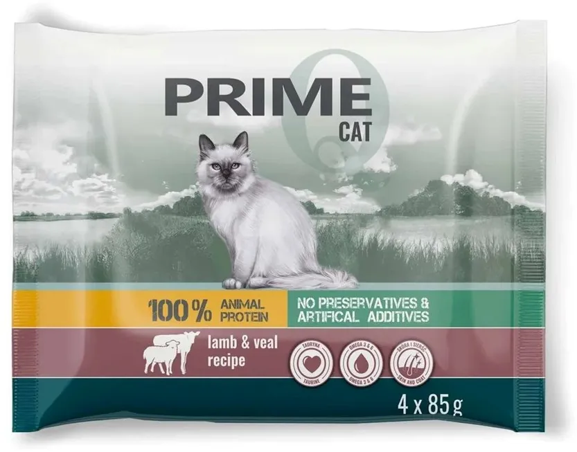 Set hrana umeda pentru pisici PUPIL Prime miel cu curcan si vitel cu iepure 4 x 85 g