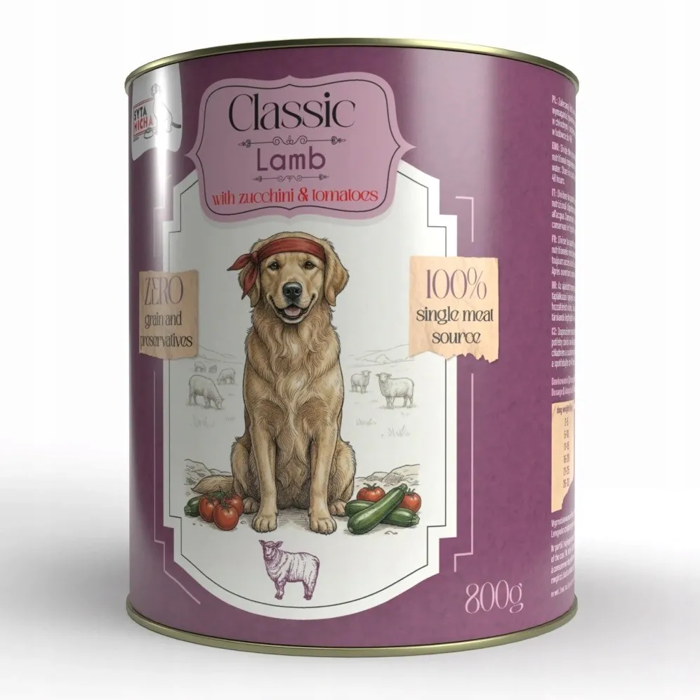 SYTA MICHA Classic Mono Lamb with zucchini - wet dog food - 800g