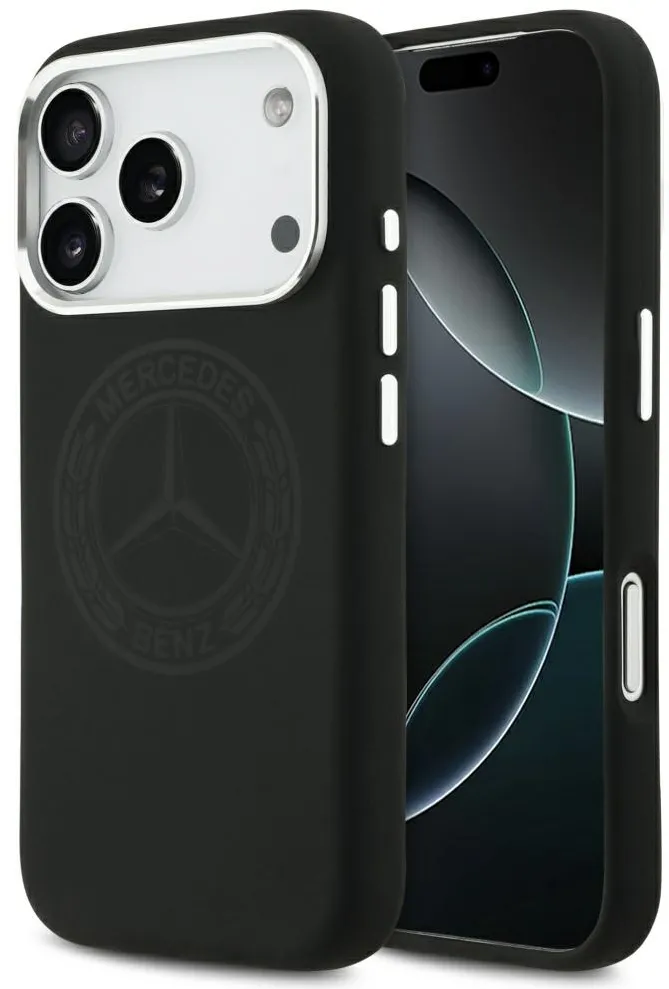 Husa Mercedes Silicone Vintage Logo MagSafe pentru iPhone 17 Pro negru