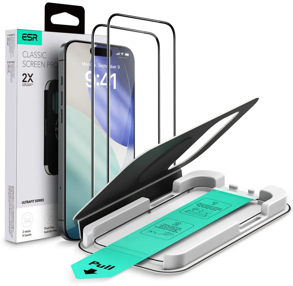 Set 2 folii sticla securizata ESR UltraFit pentru iPhone 17 Pro transparent