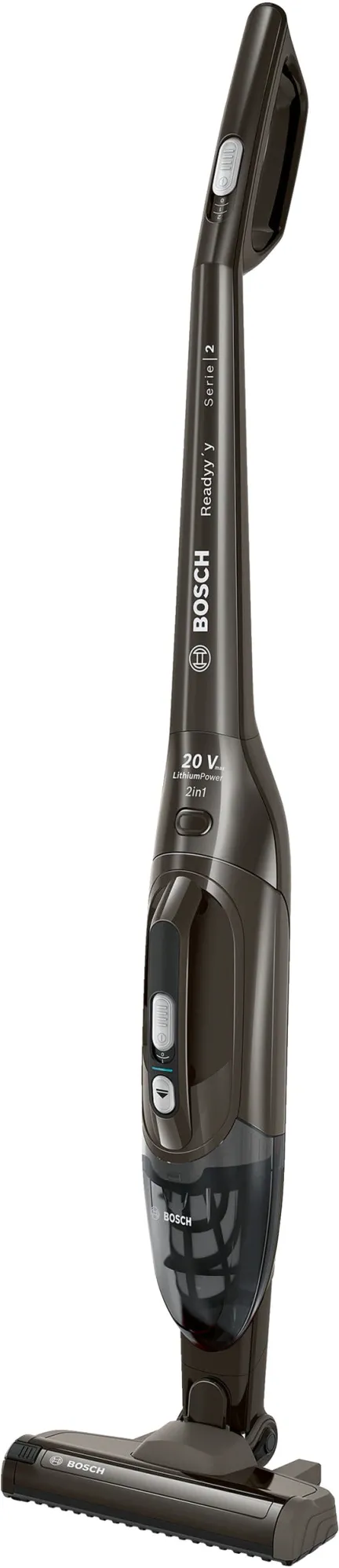 Aspirator vertical Bosch BCHF220T, 20 V, 2 in 1, LI-Ion, 11 kWh/an, 2 trepte de putere, autonomie pana la 44 min, gri