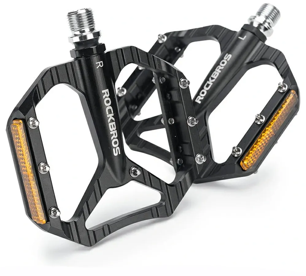 Rockbros C700 Reflective Aluminum Platform Bicycle Pedals - Black