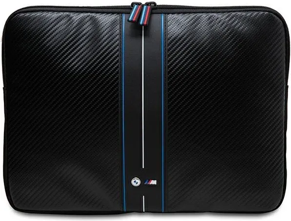 Husa laptop BMW Carbon & Blue Stripe 16 inch negru