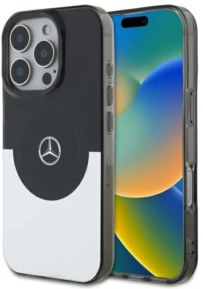 Husa Mercedes Double Layer BiColor MagSafe pentru iPhone 16 Pro argintiu