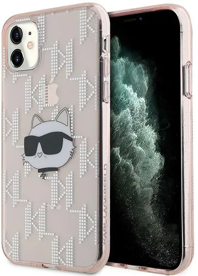 Karl Lagerfeld IML Choupette Head & Monogram case for iPhone 11 / Xr - pink