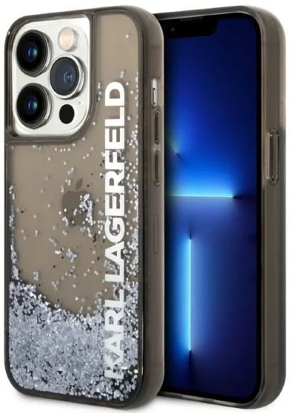 Husa protectie Karl Lagerfeld Liquid Glitter Elong negru iPhone 14 Pro Max
