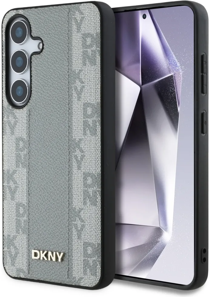 DKNY Leather Checkered Pattern MagSafe case for Samsung Galaxy S25 taupe