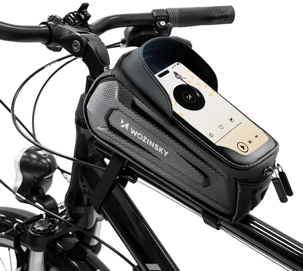 Wozinsky bicycle bag for the frame, armored, with a phone pocket, 1.7 l - black