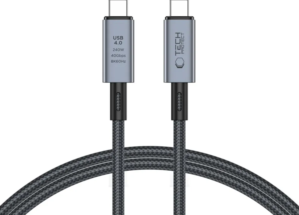 Tech-Protect UltraBoost Max USB-C 4.0 / USB-C 4.0 PD Cable 240W 8K 40Gbps 1m - Gray