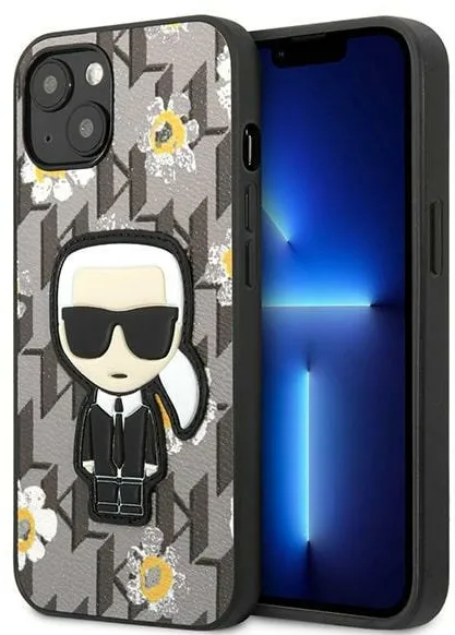 Husa telefon Karl Lagerfeld Flower Ikonik gri iPhone 13 mini