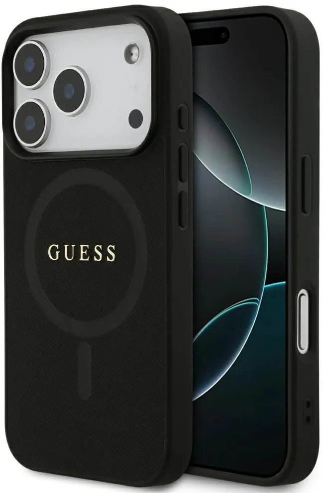 Husa Guess Saffiano Classic Logo MagSafe iPhone 17 Pro negru