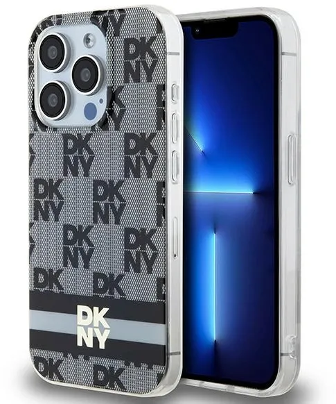 Husa DKNY IML Checkered Mono Pattern & Printed Stripes MagSafe iPhone 13 Pro / 13 negru