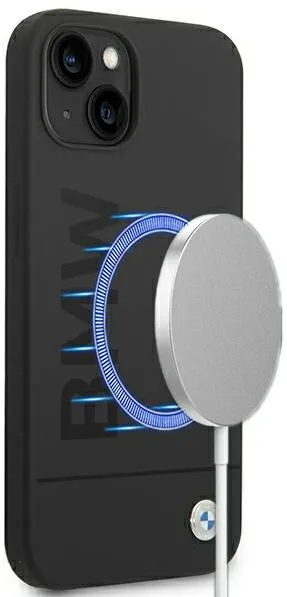 Husa BMW BMHMP14MSLBLBK Silicone Signature Logo MagSafe pentru iPhone 14 Plus negru