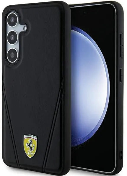 Husa protectie Ferrari Hot Stamp V Lines MagSafe Samsung Galaxy S24+ negru