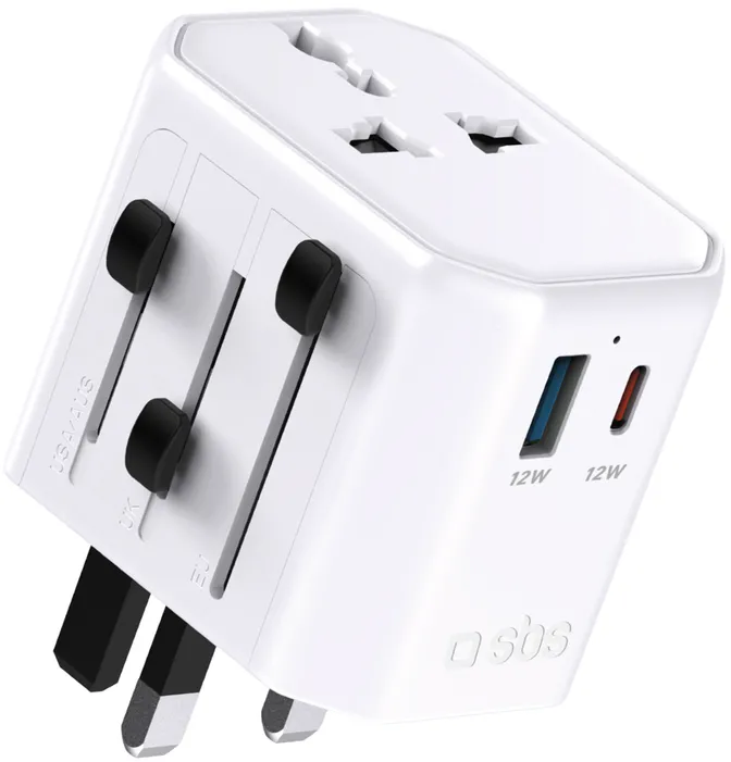 SBS TEADAPTUSBTCUNI USB-C USB-A Universal Travel Adapter - White