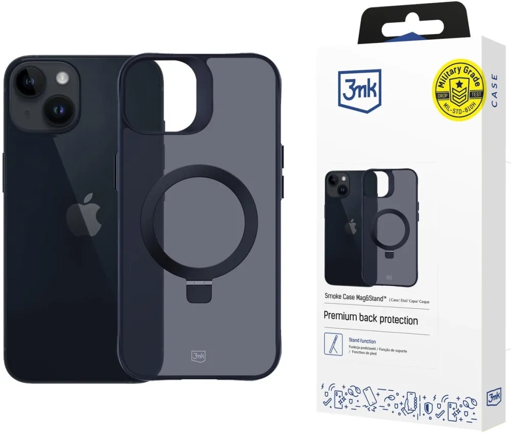 Husa protectie smartphone 3MK Smoke Case Mag&Stand negru iPhone 14 Plus